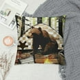 thumbnail image 2 of Bear Elk Throw Pillow Covers , Reindeer Rug, Geometry Buffalo Checkered Lattice Woodland Wildlife Pine Trees Cushion Covers, Vintage Brown Wood Farmhouse Rustic Cushion Cases, 2 of 5