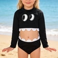 thumbnail image 4 of Huanglei Adorable Maillot de Bain Deux Pièces pour Filles, Taille Haute, Manches Longues, Protection Éruption Cutanée et Bas, Tenue de Plage pour Bébé, Piscine, Soleil, 4 of 5