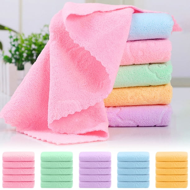 Pack de 5 toallas faciales en relieve Bear - Toallas de baño blandas y absorbentes, fibra fina, 30x60cm, multicolor verde azul naranja, secado rápido, fácil de cuidar