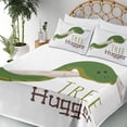 thumbnail image 5 of Ambesonne Funny Fitted & Top Sheet Set with Shams, Cartoon Snake Mascot Love, Green Navy Ecru, 5 of 8