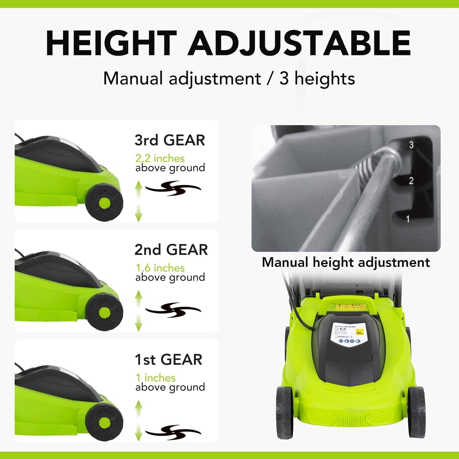 XF XINFENG Electric Lawn Mower Grass Cutter, Corded 12 Amp, 13-Inch Dethatcher with Collection Box, Automatic Trimmer for Garden
