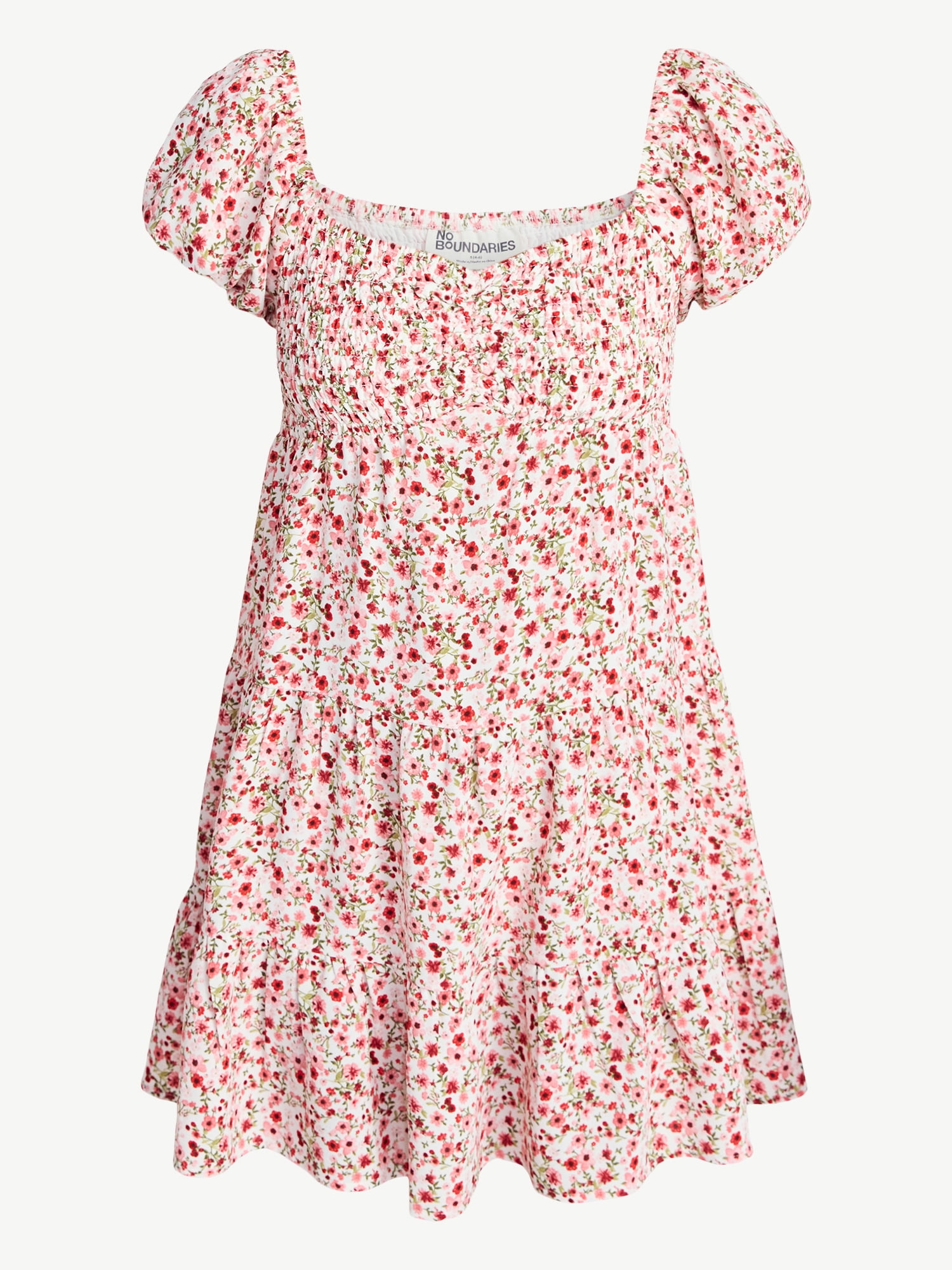 No Boundaries Bubble Sleeve Babydoll Dress, Women’s XXS-XXL