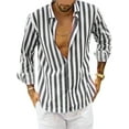 thumbnail image 3 of Gvmfive Men's Striped Print Casual Long Sleeve Tops Shirt, 3 of 7