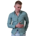 thumbnail image 2 of Green Multicolor Pattern Mens Slim Fit Designer Dress Shirt - tailored Cotton Shirts for Work, XL, 2 of 4