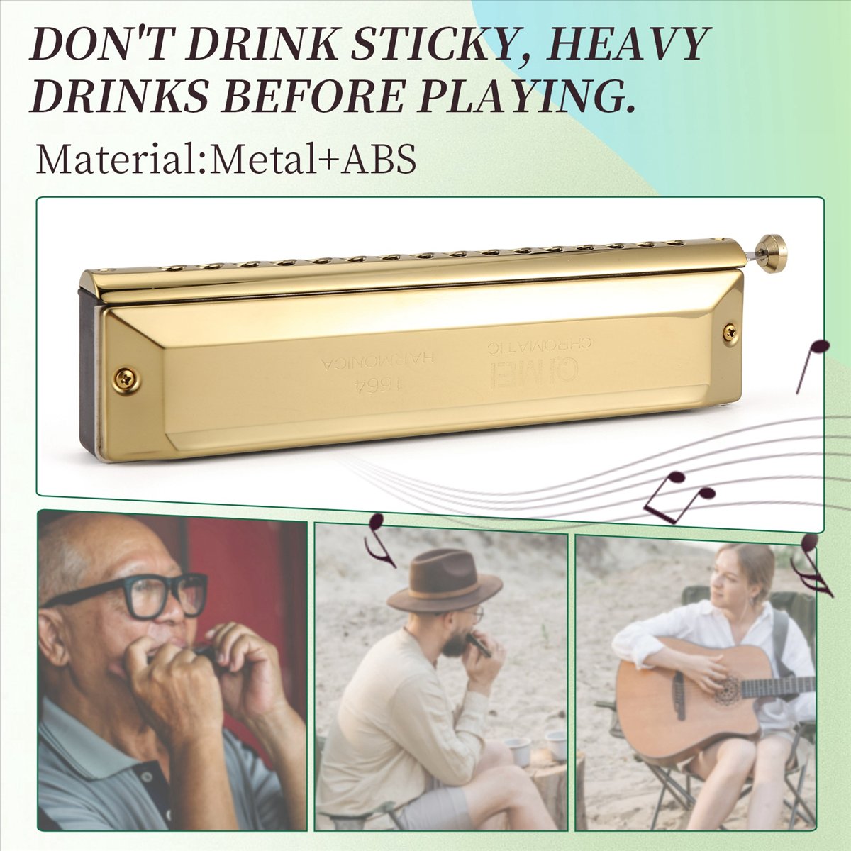 Chromatic Harmonica 16 Hole 64 Tone Mouth Organ Instrumentos Key of C Professional Musical Instruments
