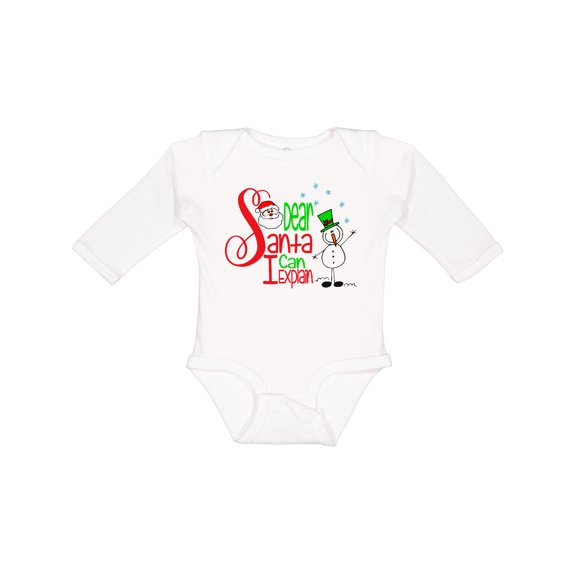 Inktastic Dear Santa I Can Explain Cute Snowman and Snowflakes Boys or Girls Long Sleeve Baby Bodysuit