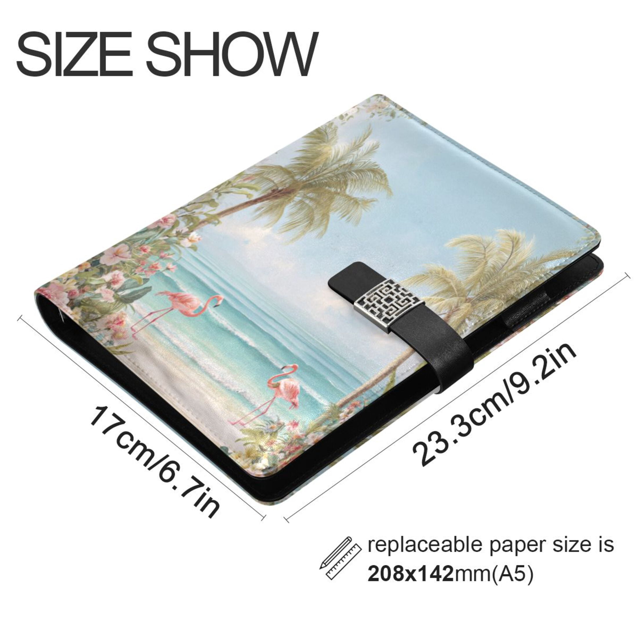 Leather Planner Leather Notebook Notebook Journal Binder Design Pen Pocket Design Convenient for Storage 3d Wall Palm Trees
