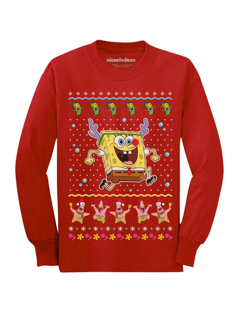 Ugly Christmas Mele Kalikimaka Spongebob Toddler/Kids Long Sleeve T-Shirt 