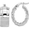 thumbnail image 1 of 14K White Gold Jbsp's Polished Textured Oval Hoop Earrings Made In Italy le2222, 1 of 5