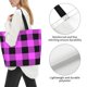 thumbnail image 3 of Balery Purple Black Buffalo Plaid Bolsa Tote Estilo Estético con Cremalleras, Bolsa de Hombro, Bolsa de Compras Grande y Plegable, 3 of 8