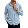 thumbnail image 4 of Yusimy Men's Solid Quick Dry Hooded Top with Pocket Long Sleeve Breathable UV Sun Protection Sports Shirt Casual Outdoor for Hiking, 4 of 7