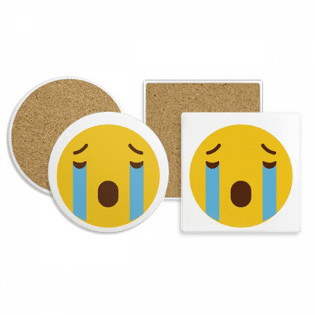

Cry Yellow Cute Online Chat Happy Coaster Cup Mug Holder Absorbent Stone Cork Base Set