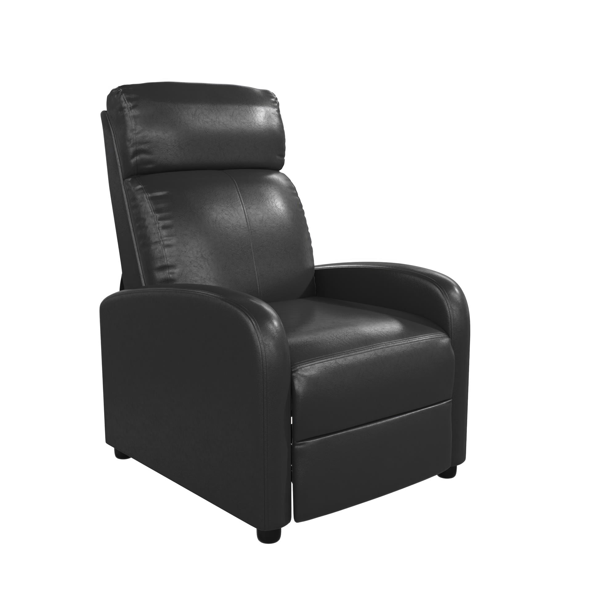 DHP Bobby Pushback Recliner Chair, Black Faux Leather