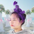 thumbnail image 2 of Wedding Women Net Mesh Bridal Face Veil Hats Brides Fascinator Headwear Hair Accessory(Purple), 2 of 8