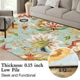 thumbnail image 5 of Floral Area Rug 6x9 Living Room Rug Non Slip Washable Bedroom Rug Soft Low Pile Flowers Floor Carpet for Living Dining Room,Red, 5 of 6