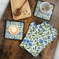 thumbnail image 5 of Blue Pioneer Flower Kitchen Oven Mitt and Pot Holder Sets 4 Pcs for Baking, Cooking and Grilling, Heat Resistant Up To 392 °F, 5 of 7