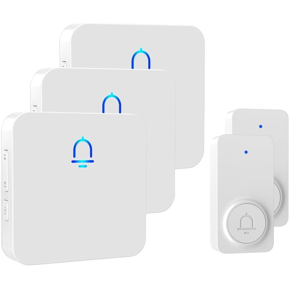 Wireless Doorbell 2 Buttons - Hassle-Free Installation, 1000ft Range, Adjustable Volume, Waterproof Design, 32 Melodies - White(3 receiver 2 Button)