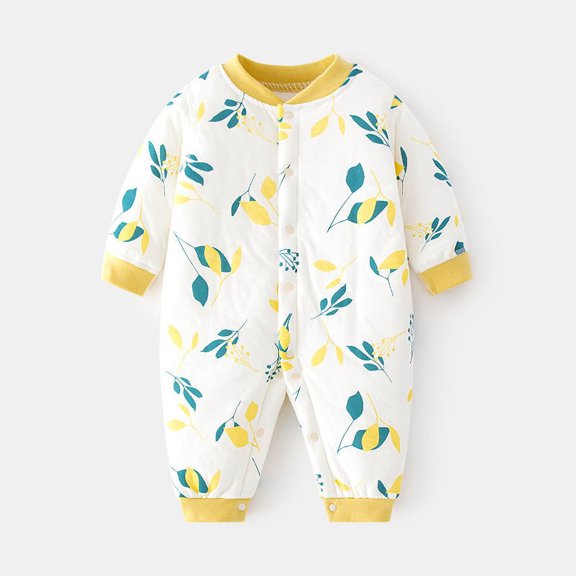 Yidarton Baby's Cotton-padded Jumpsuit Baby's Warm Autumn And Winter Boneless Ha Thin Cotton Padded Door Climbing Clothes Children's Underwear Yellow