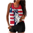 thumbnail image 4 of WREESH Women's Patriotic Tankini Swimsuit High-Waisted Two-Piece 4th of July Print Summer Swimwear Red, 4 of 6