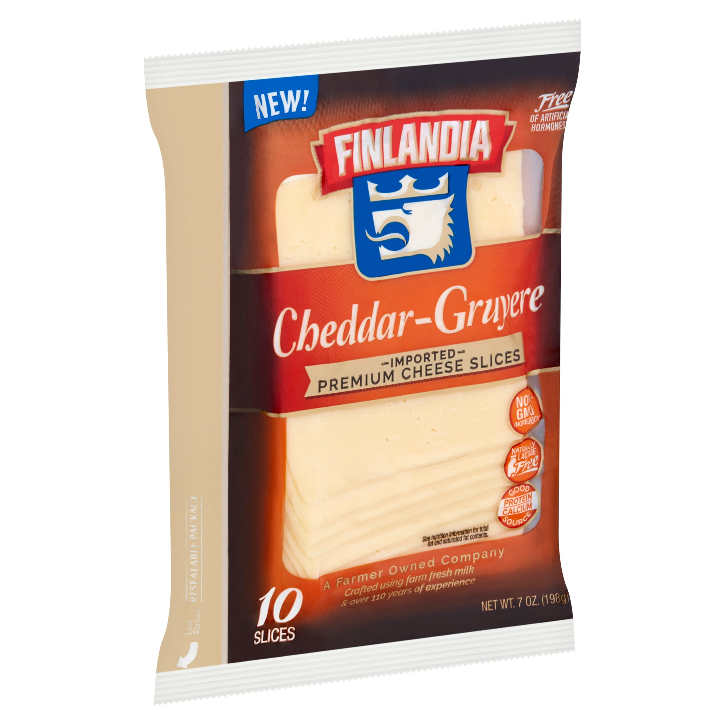 Finlandia CheddarGruyere Imported Premium Cheese Slices, 10 count, 7