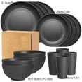 thumbnail image 3 of Dvruxg 16 Pcs Kitchen Wheat Straw Dinnerware Set, Plastic Reuasble Dinner Dishes Serving Plate Set for Kitchen, Including Dinner Plate, Dessert Plate, Bowl, Cup, 3 of 5