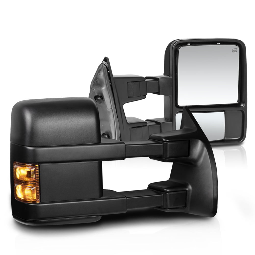 Towing Telescoping Folding Black Textured Tow Mirrors Manual with Smoke Signal and Dual Glass for 08-14 Ford F250 F350 F450 F550 Super Duty Left&right Passenger&driver Side View Mirror Pair Set 