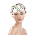 thumbnail image 2 of Geometric retro Shower Cap, Reusable Bath Hair Hat for all Hair Lengths Hair Cover with Elastic Band Double Waterproof Layers Bathing Hat, 2 of 5