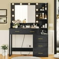 Tiptiper Vanity Table with Lighted Mirror and Charging Station, Makeup