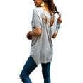 thumbnail image 3 of Orqqct Women Solid Color Short Sleeve Hollow Out Back Casual Loose T-Shirt, 3 of 4