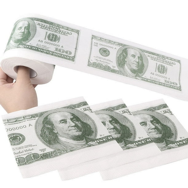 Billet d'Un Dollar Papier Toilette Imprimé Amérique Dollars Tissu Nouveauté  $100 Bâillon 