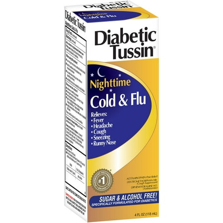 Diabetic Tussin Cold and Flu Liquid, 4 FL OZ (Pack of 6 ...