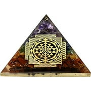 7 Chakra Crystal Orgone Pyramid, Organite Pyramid Sri Yantra (Big)