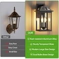 thumbnail image 5 of 2-Light Outdoor Wall Sconce, Modern Black Exterior Light with Tempered Glass, Waterproof, Bulbs Included, 5 of 6