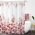thumbnail image 2 of Burgundy Leaf Shower Curtain, Burgundy Watercolor Eucalyptus Leaves Botanical Plants Bathroom Curtain Waterproof Fabric Machine Washable with Hooks, 36" Wx72 L, 2 of 6