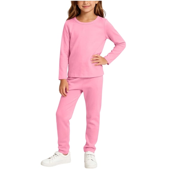 Cethrio Girls Cotton Pajama Sets, Crew Neck Long Sleeve Casual 2 Piece Girls' Sleepwear Watermelon Red Size 10-12