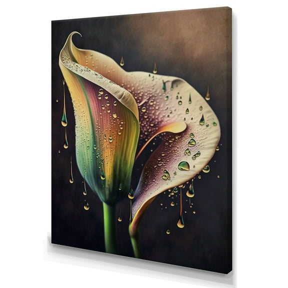Designart Gren And White Calla Lily Flower IV Canvas Wall Art