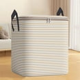 thumbnail image 2 of 110L Houndstooth Pattern Storage Box, Large Capacity Foldable Clothes Organizer with Zipper & Handles for Blankets, Pillows, Bedding, and Seasonal Clothing (Beige), 2 of 4