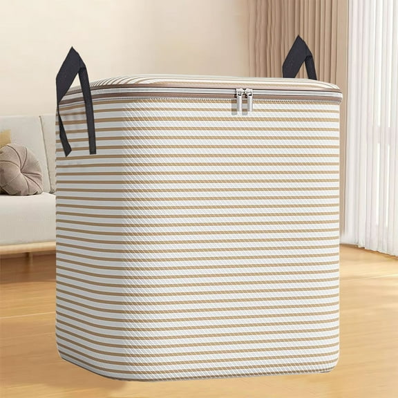 29 Gallon Storage Bags Large Storage Bags for Comforters Blankets Clothes Bedding Dual Zipper Moving Bags w/Reinforced Handles Space Saver Bags Storage Organizer for Dorm Closet Packing Beige Stripes
