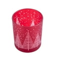 thumbnail image 2 of Winter Forest Large Candle Holder 3.5x3.9" Glass Tealight Candle Holder for Table Centerpieces Christmas Decor Holiday Decor, Red, 2 of 4