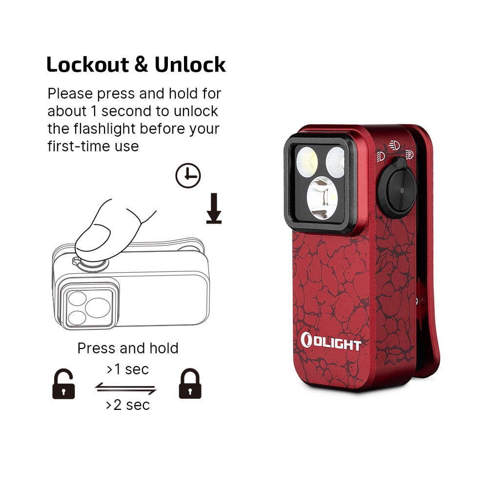 OLIGHT Oclip Pro EDC Flashlight Clip-on Light, Rechargeable 500 Lumens with Three Lighting Solutions Type-C Charging, Magnetic Flash Lights for Outdoor or Indoor Use(Molten Lava)