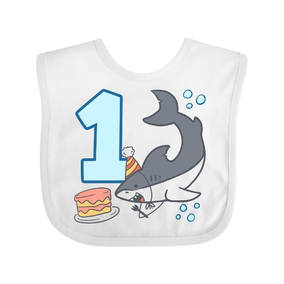 Inktastic 1st Birthday Shark with Cake Boys or Girls Baby Bib