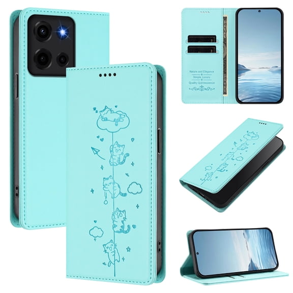TECH CIRCLE for Motorola Moto G 2026 PU Leather Credit Card Slot Wallet Case Flip KickStand Magnetic Closure Cash Slot Shockproof Lightweight Soft TPU RFID Blocking Cover,Mint