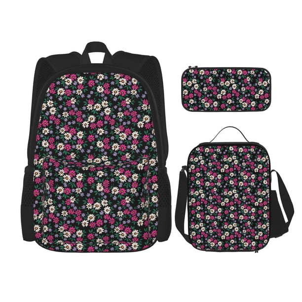 Balery Daisies Flowers Mochila escolar 3 en 1 para niños: mochila resistente con lonchera térmica y estuche para lápices. Mochila escolar para niños y niñas.