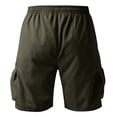 thumbnail image 4 of Domuza Men's Retro Casual Multi Pockets Cargo Shorts Loose Fit Mid Length Short Pants for Outdoor Summer Trendy Dark Green L, 4 of 6