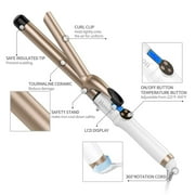 Hoson 1 inch Curling Iron Professional Ceramic Tourmaline Coating Barrel Curling Wand, LCD Display with 9 Heat Setting(225°F to 450°F for All Hair Types, Glove Include)