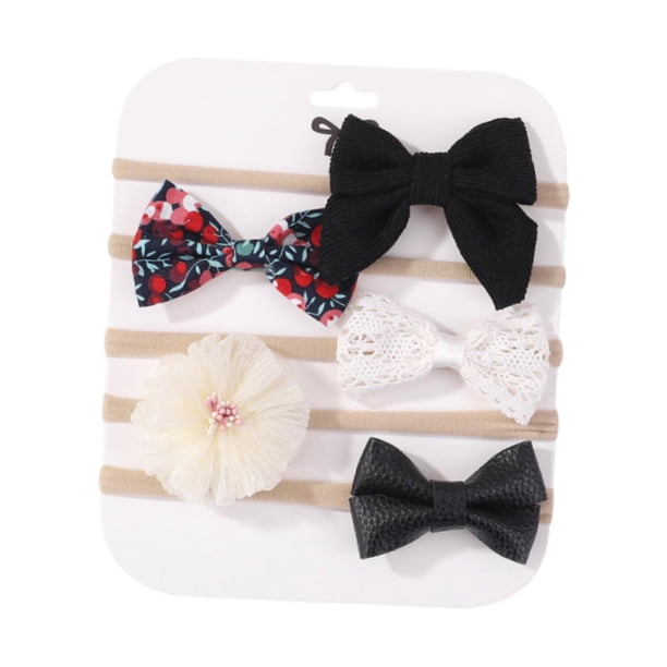 Conjunto de 5 diademas con lazo para bebé, de nailon flexible y , para recién nacidos de 3 a 6 meses. estilo C