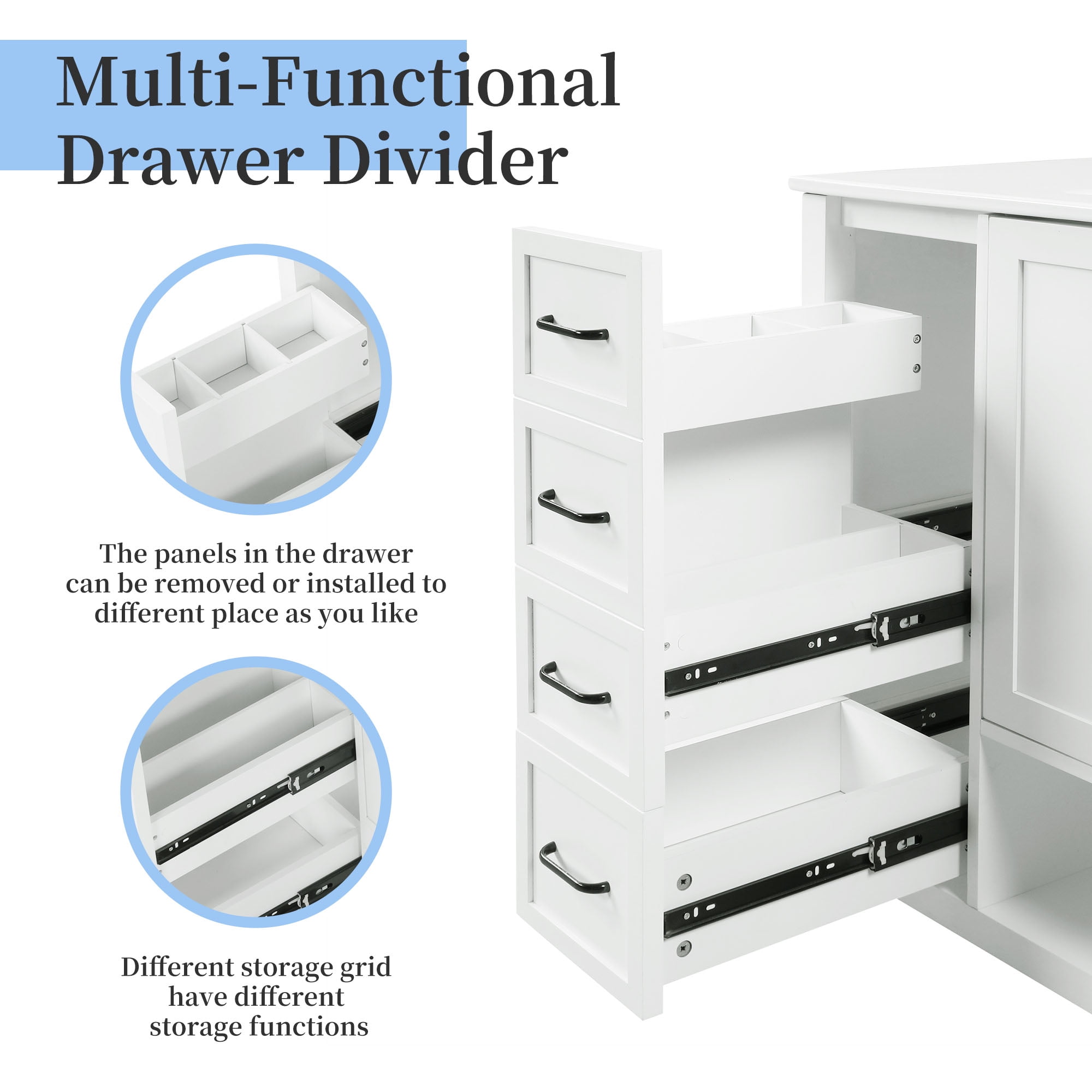 Harper & Bright Designs 36" Bathroom Vanity with Sink Top, Modern Single Sink Bathroom Vanity with Doors, Drawers and Open shelf, Freestanding Bathroom Storage Cabinet with Ceramic Basin, White