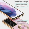 thumbnail image 5 of for Galaxy S22 Ultra Case with Ring, Built-in Rotation Finger Ring Kickstand Cover with Shiny Plating Rose Gold Edge Work with Magnetic Car Mount Slim Thin Bumper Case for Women Girls Purple, 5 of 14