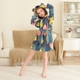 thumbnail image 3 of FORMRS Niños Bathrobe Unisex Hooded Robe Soft Plush Pajamas Sleepwear, Size 7-9T, Pink Floral Flamingo, 3 of 7