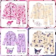 thumbnail image 3 of Pijamas Sanrios Kawaii Anime Mymelody Kuromi Cinnamoroll conjunto de dibujos animados de manga larga para niños ropa de casa para niñas de primavera y otoño, 3 of 4